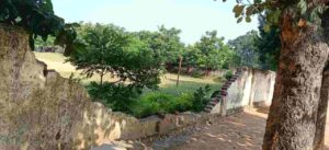 पसान के तेलियामार मिशन स्कूल की बाउंड्री तोड़कर परिसर में घुसे हाथी